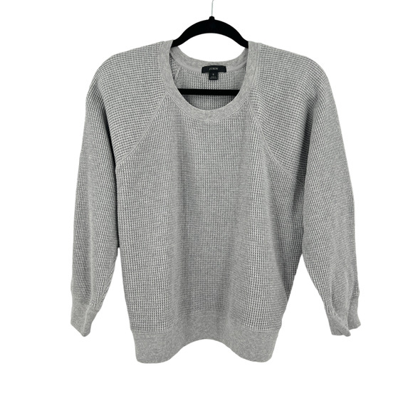 J. Crew Tops - NEW J. Crew Waffle Crewneck Sweatshirt in Grey AY066